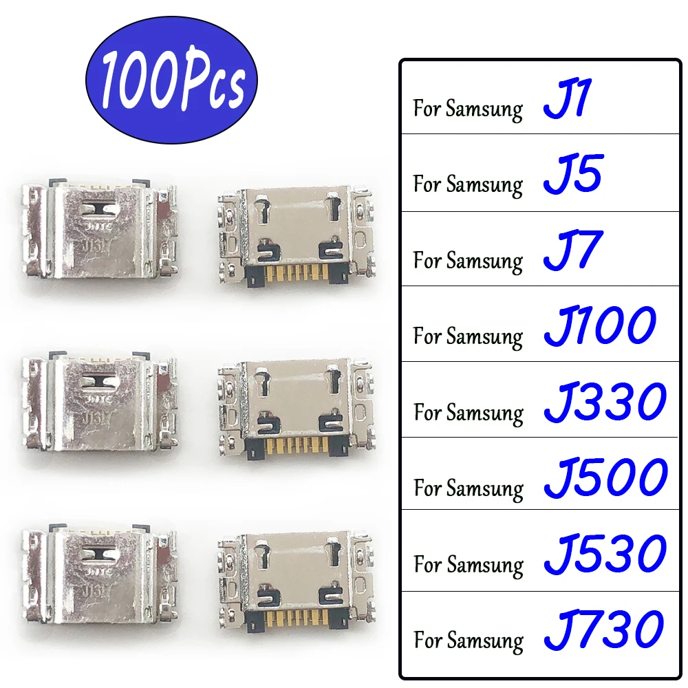 100Pcs, Compatible For Samsung  J5 J7 J330 J530 J730 J1 J100 J500 Micro mini USB Connector Charging Port Jack Plug