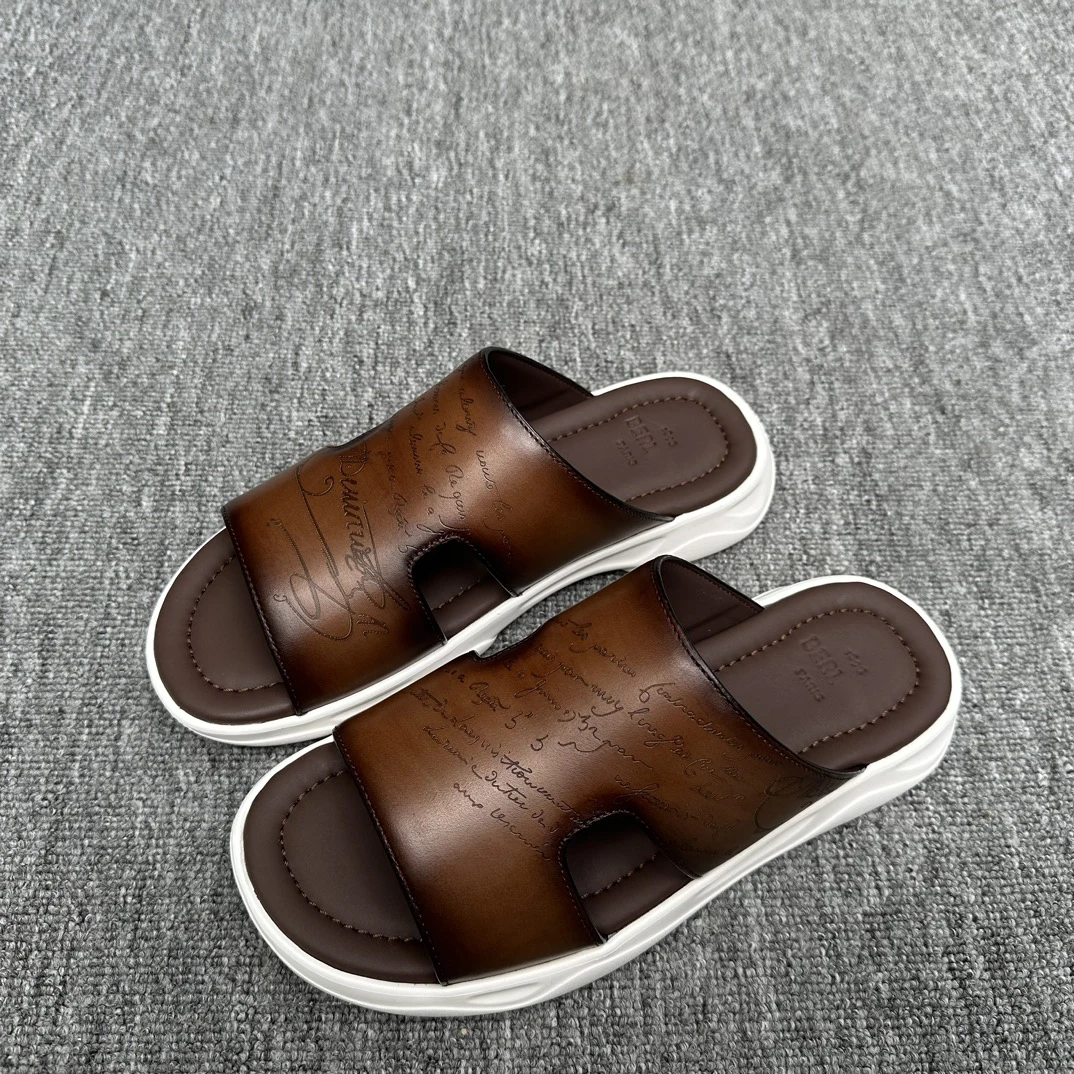 

Мужские кожаные тапочки BLLIYOSS с узором, модель 1895, новые, с тиснением под телячью кожу, высококачественные, с рельефной скульптурной вышивкой, размеры 39-47