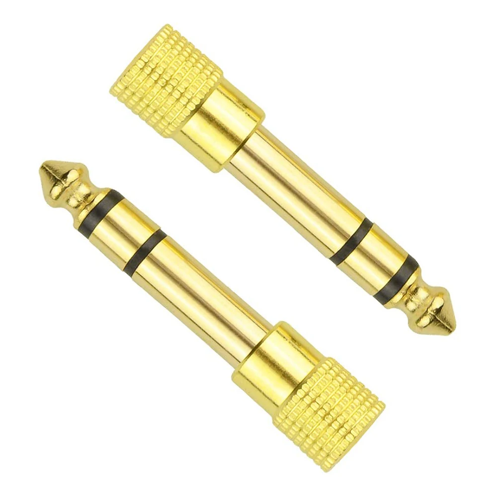 1 Uds conector de cabeza de auricular enchufe 6,35mm macho a 3,5mm hembra conector de Audio para auriculares estéreo de cobre chapado en oro convertir