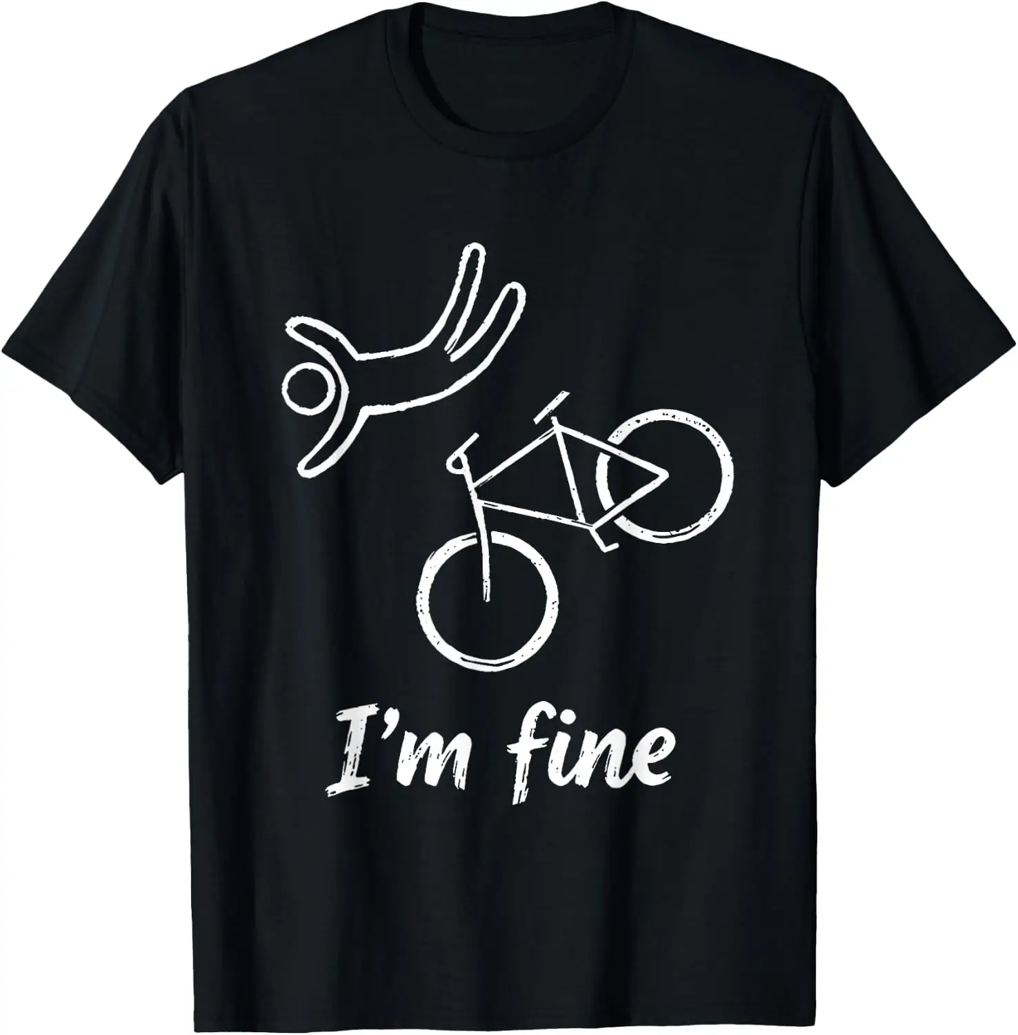 I'm Fine Bike Crash T-Shirt Unisex Unique Graphic Print T-Shirt Soft Cotton Casual Crew Neck Short Sleeve Tee For Men Women Daily Fashion Tops.Graphic Tee,Print T Shirt,Crew Neck,Short Sleeve.
