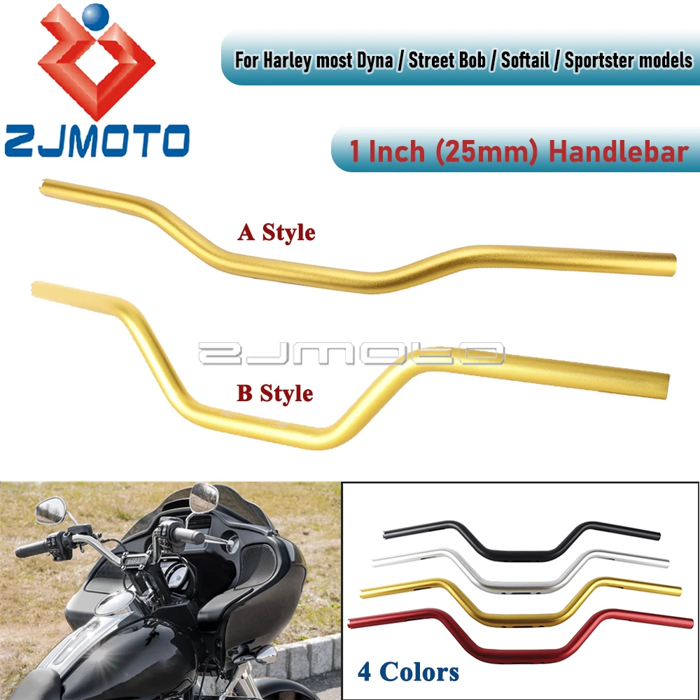 Aluminum 25mm Motorcycle High Bend Handle Bars For Harley Street Bob Softail Dyna Sportster XL 883 1200 Club Style 1'' Handlebar