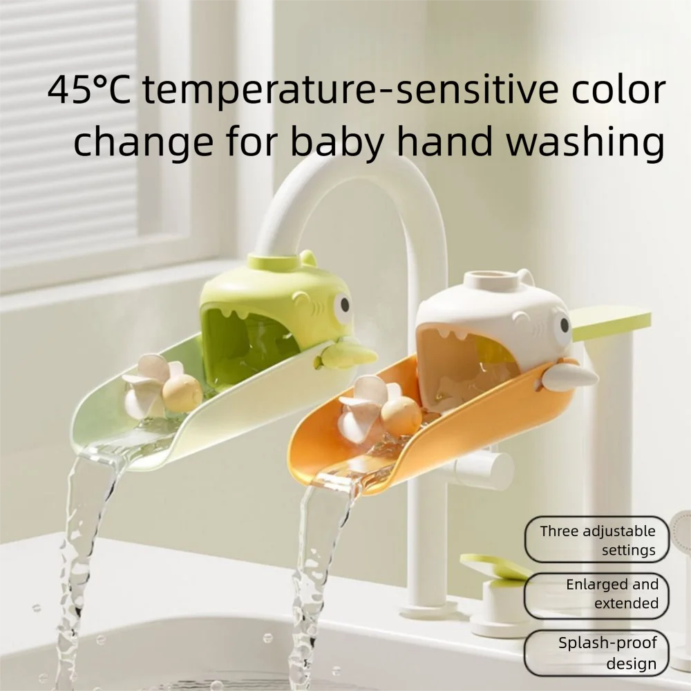 

Temperature Sensitive Silicone Baby Faucet Extender Color Changing Splash-proof Cartoon Hand Wash Helper 3 Modes Adjustable