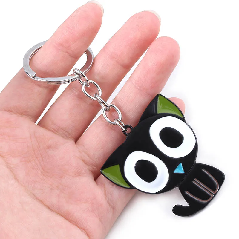 Cute Cartoon Cat Keychain The Legend of LUOXIAOHEI Pendant Key Chain for Women Men Keyring  Jewelry