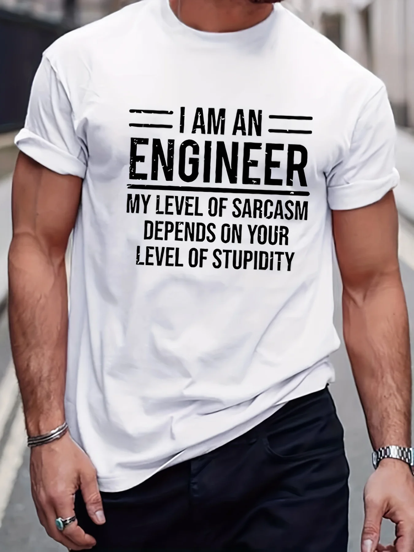 Funny Engineer Slogan Pattern Print Men\'s Oversized T-shirt Graphic Tee Summer Clothes100% Cotton Men\'s Outfits Fashion Trend