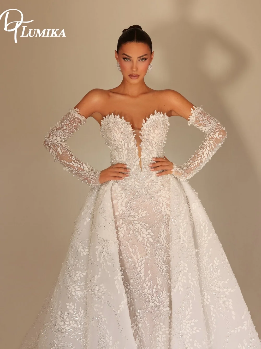 

Vintage Royal Off The Shoulder Mermaid Wedding Dress Long Sleeve Beading Lace Sequins Customized Bridal Gown Vestido De Novia