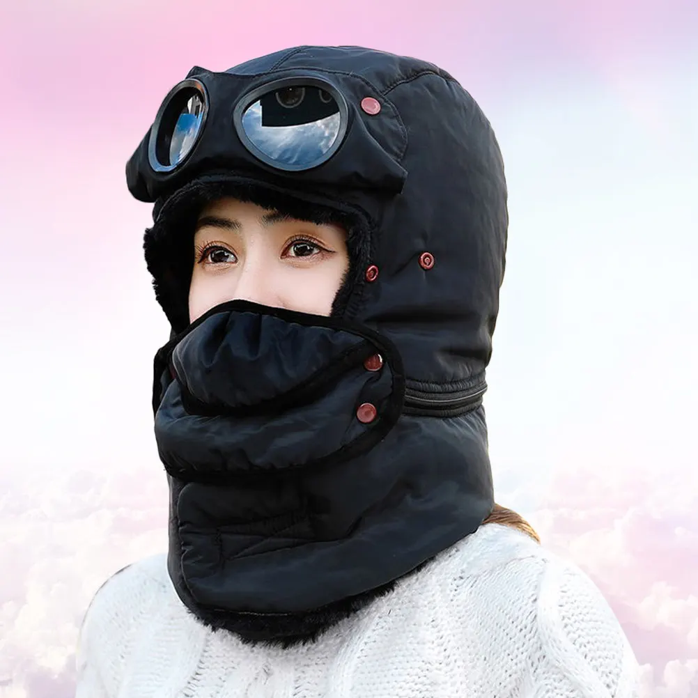 

1Pcs Winter Windproof Thickened Cap Protective Ski Cycling Outdoor Ear Cover Black Warm Breathable Trap Hat Winter Cap