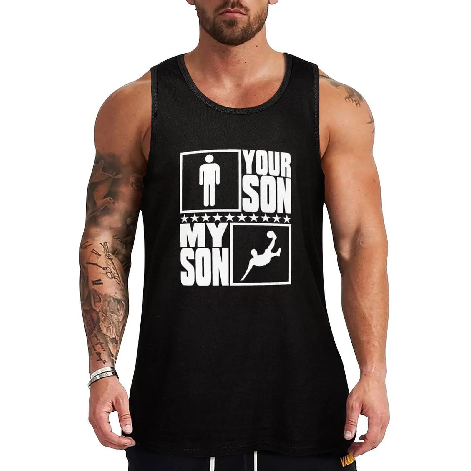 Soccer Dad and Mom Gift My Son vs Your Son Bicycle Kick Tank Top Funny Graphic Tank Top Humor Print Sleeveless