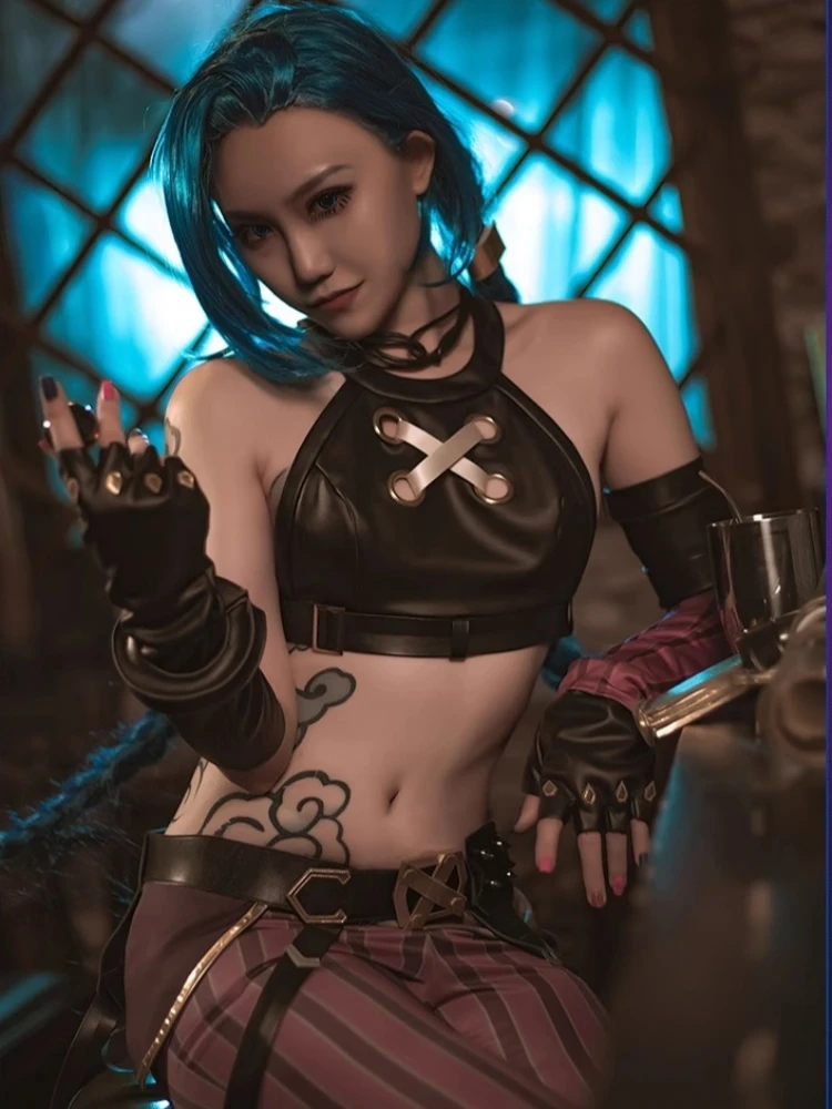 Jinx Cosplay League Of Legends LOL Jinx Arcane Cosplay Costume Game Suit Halloween Carnival Party Role Play Clothing