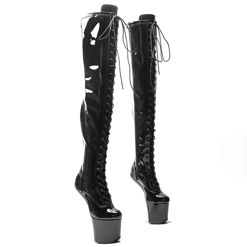 

Leecabe Patent Upper Sexy Exotic Young Trend Fashion Boots High Heel Platform Heelless Pole Dance Boot