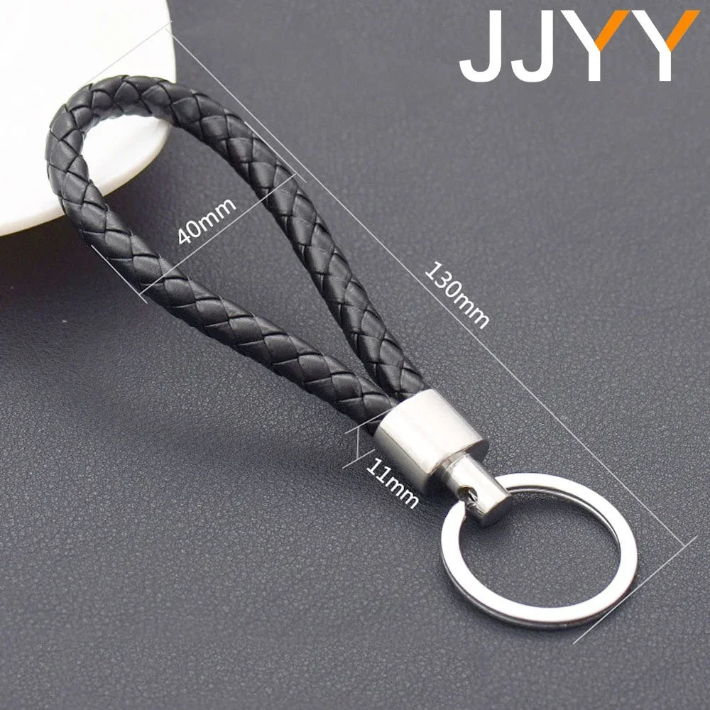 Handmade Leather Wrist Rope Braided Keychain Key Holder DIY Metal Auto Pendant Fashion Accessory