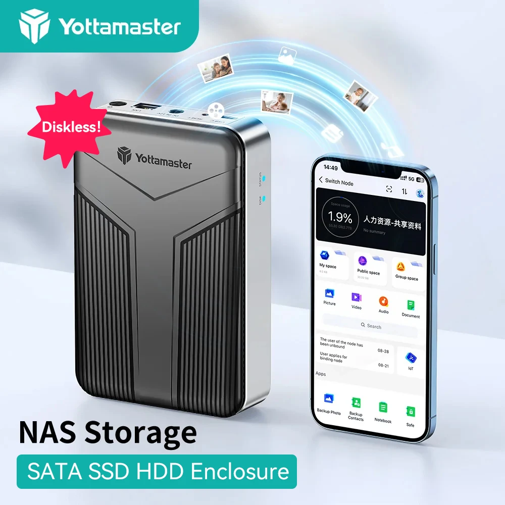 Yottamaster Networkable Private Cloud NAS Enclosure for 2.5 /3.5 