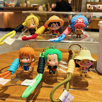 Anime Cartoon ONE PIECE Keychain Creative Luffy Usopp Nami Chopper Roronoa Zoro Sanji Doll Keyring Car Bag Decoration Pendant