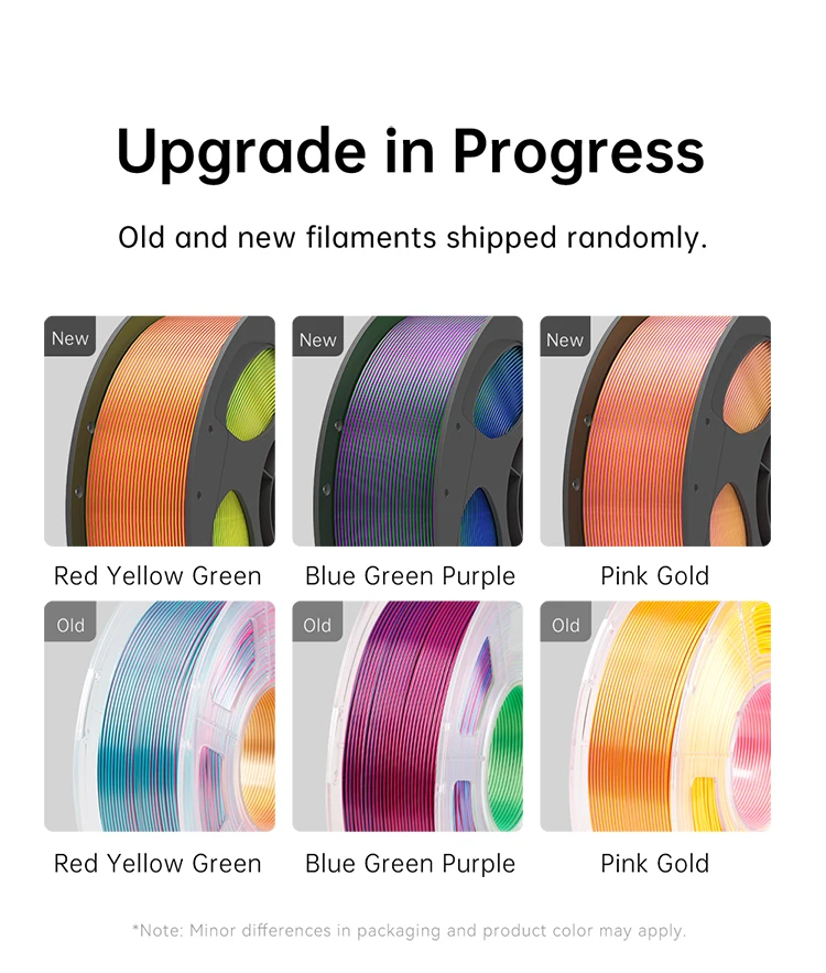 ANYCUBIC Dual-Color Silk Filament Silk Texture FDM 3D Printer PLA Filament Shine Bright Multicolor Silk 3D Printing Material