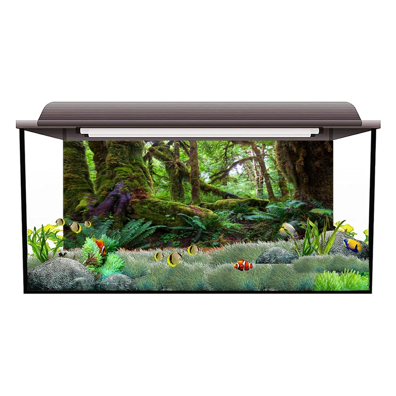 Forest Sticker Aquarium Background Ornament Poster Tropical Rainforest The Aquarium Landscape Self Adhesive Fish Tank Backing Pa