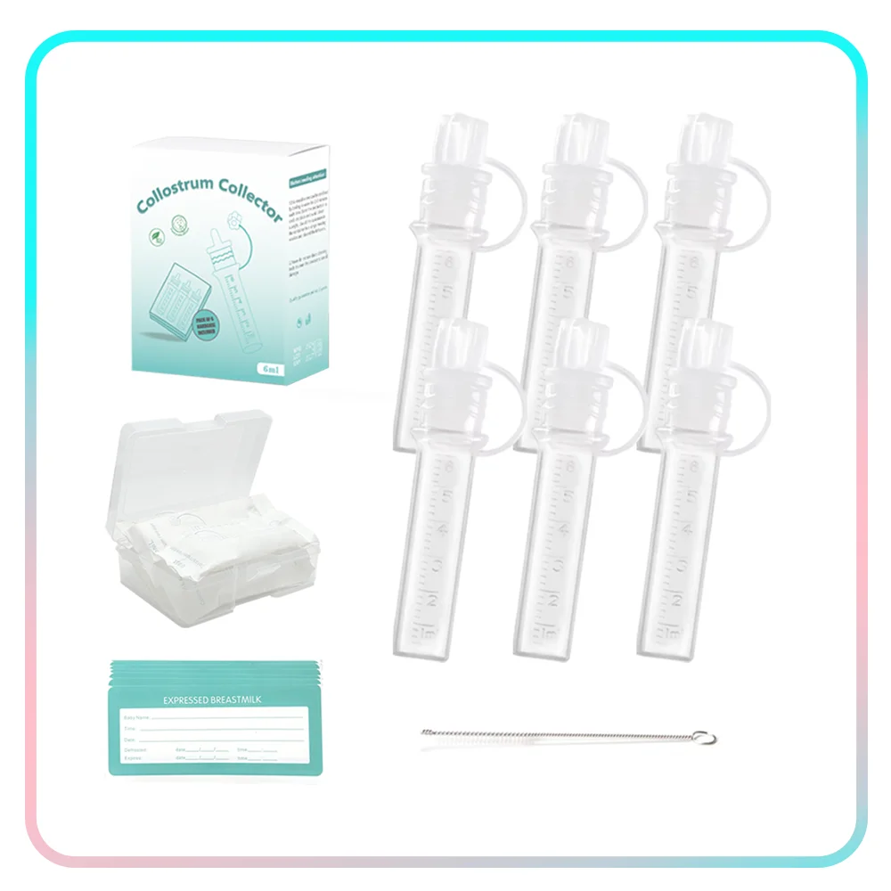 Colostrum feeding kit 6ml/6pcs Silicone Breast Milk Collector and Storage Case Ready-to-Use Reusable BPA Free