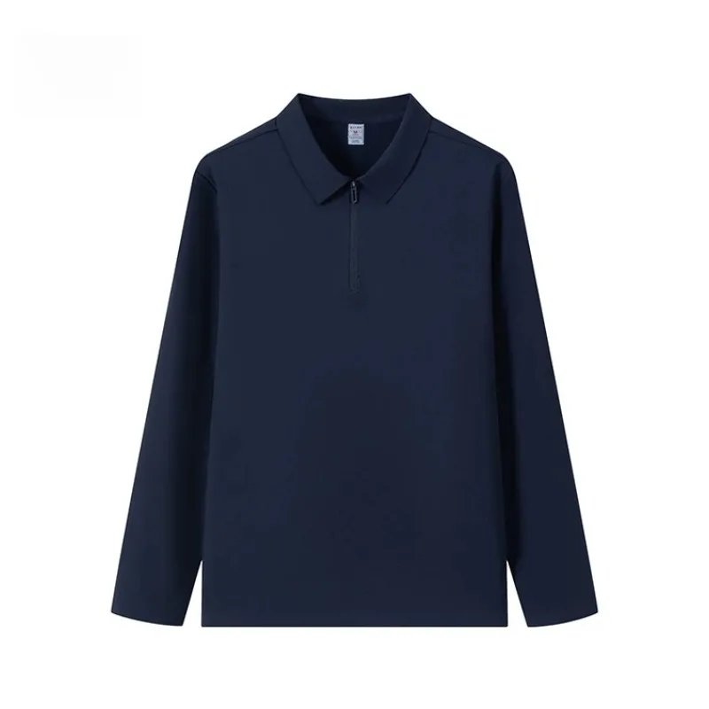 Men's Autumn Long Sleeve Polo Shirt - Stand Collar Half Zip Casual Outdoor Top