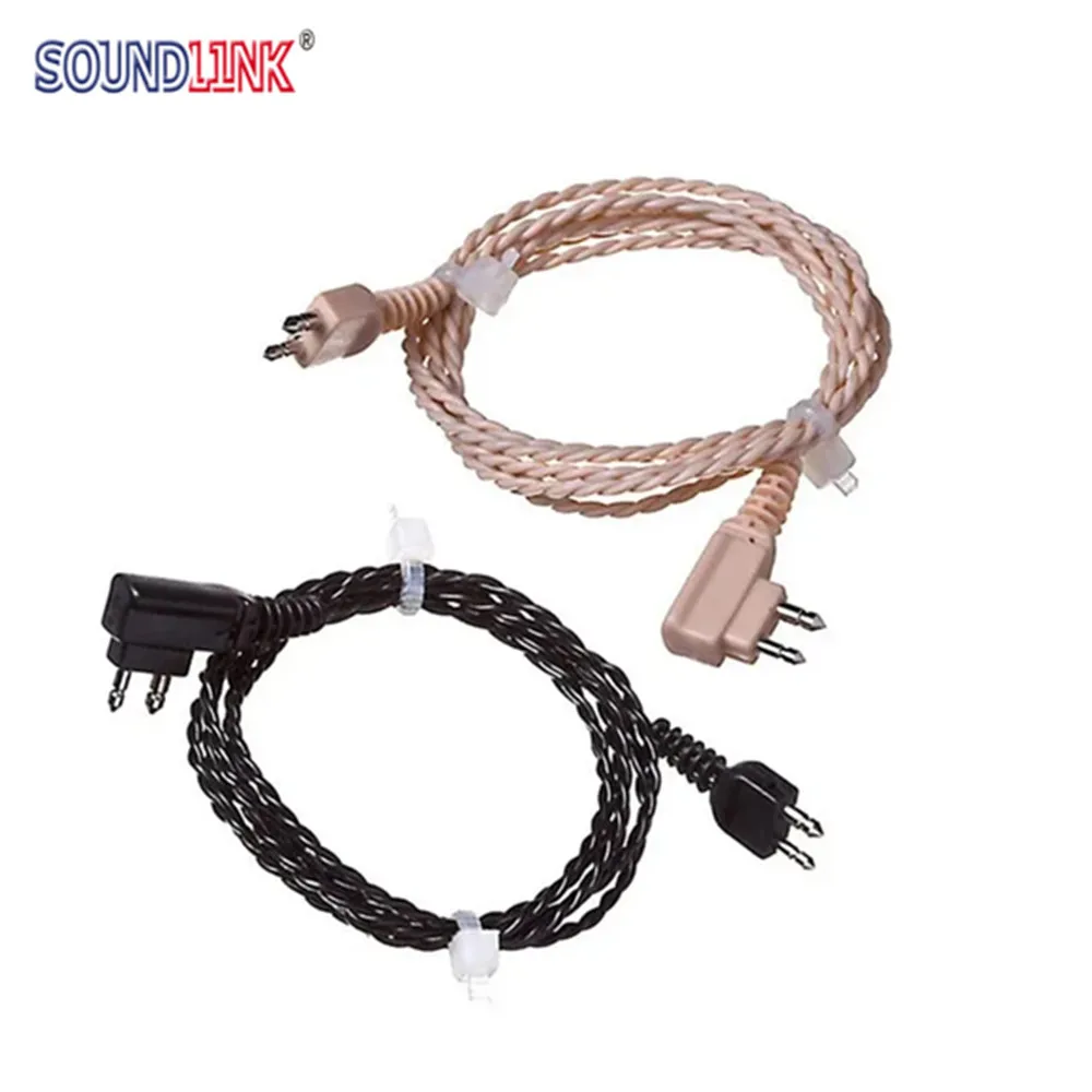 Soundlink Beige / Black 2pin Hearing Aid Cable Wire Cord Fits VITA-118 Axon F-16 etc.