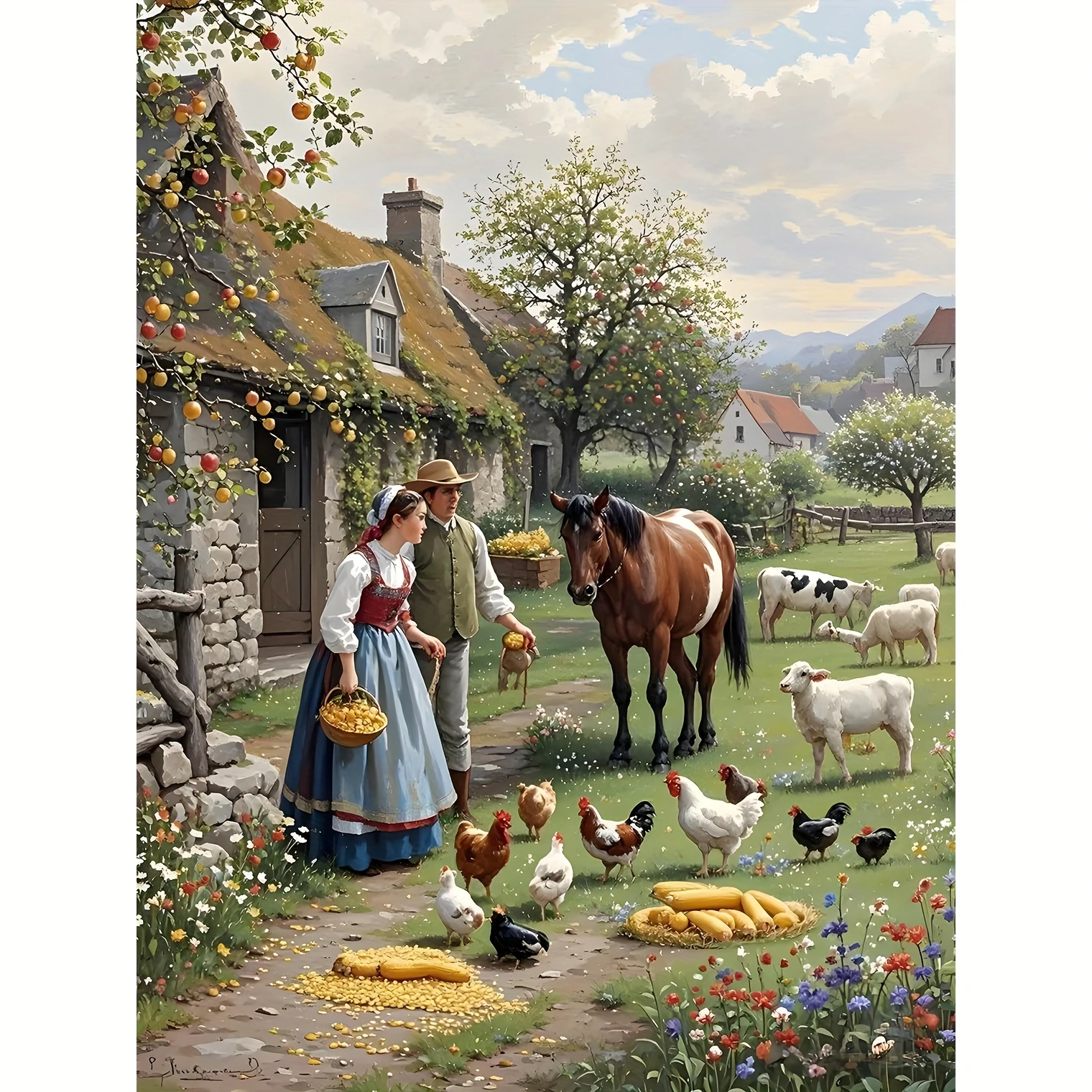 

Пазлы «Повседневная жизнь на ферме» 500/1000/1200/2000 элементов, семейные игры для игровой комнаты, спальни, домашнего декора