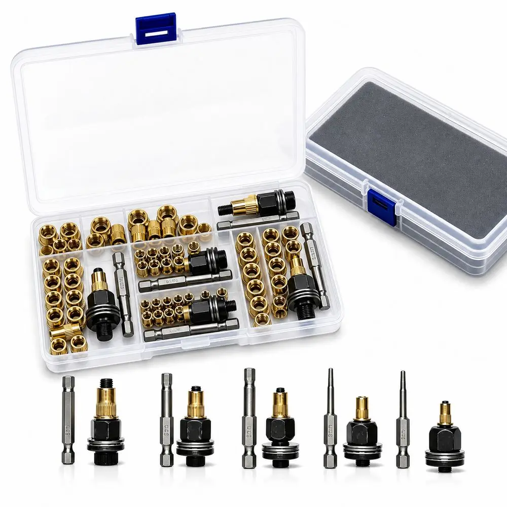 60Pcs Metal Rivet Nut Adapter Set Threaded Interchangeable Mandrels Rivet Nut Mandrel Kit Assorted Components