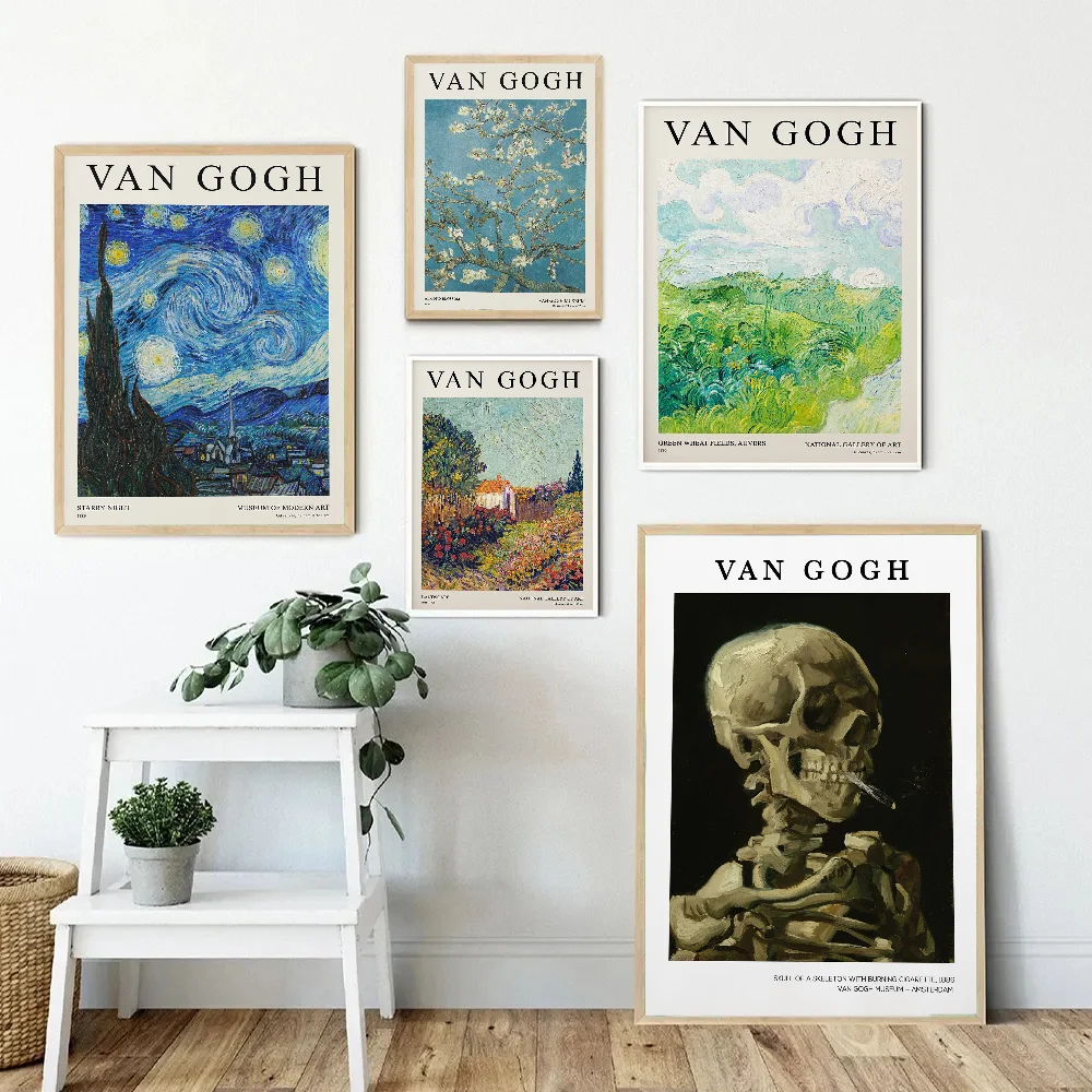Van Gogh Cafe Terrace at Night Starry Night DIY Sticky Poster Waterproof Paper Sticker Coffee House Bar Home Decor