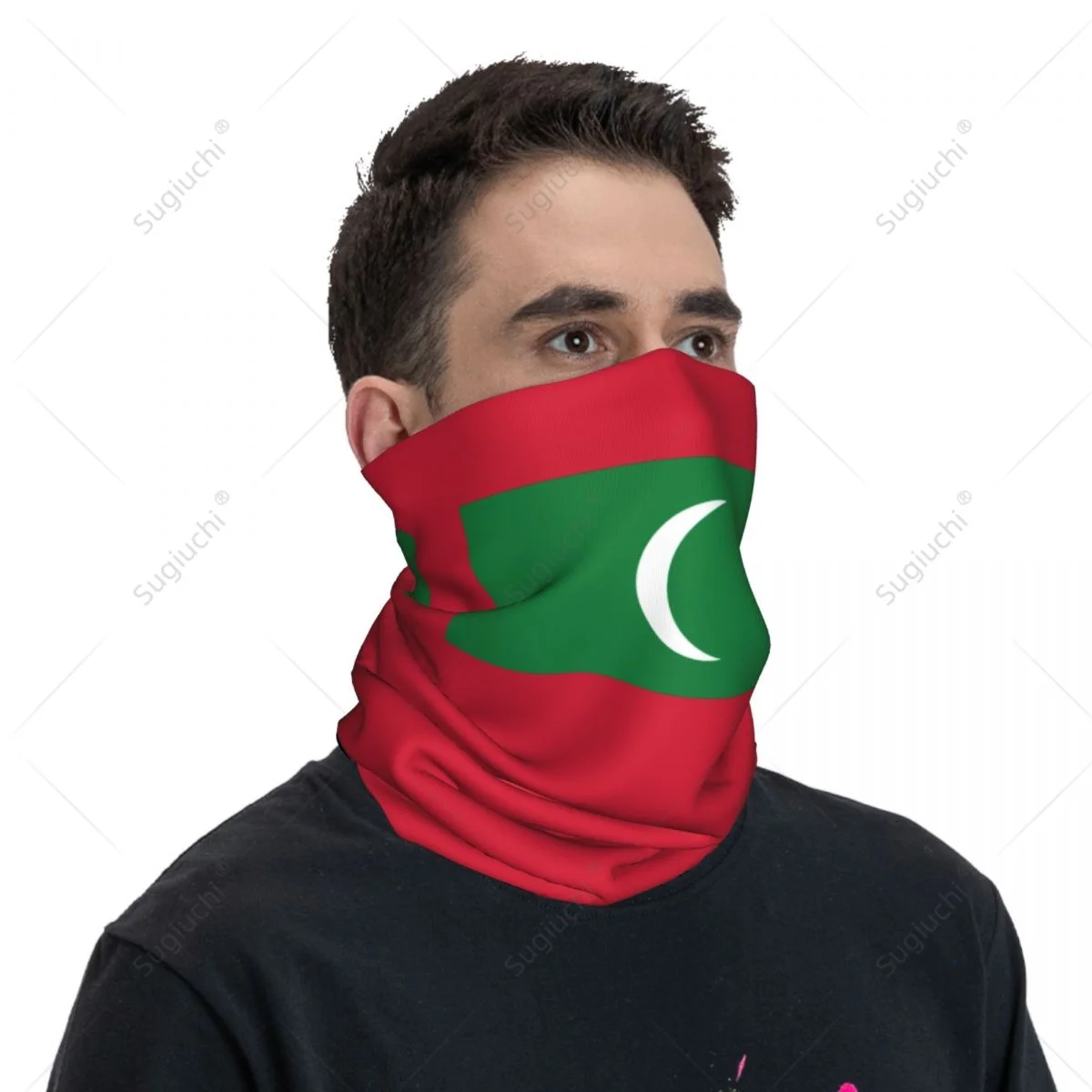 Unisex Maldives Flag Neckerchief Scarf Neck Face Mask Scarves Neck Warmer Seamless Bandana Headwear Cycling Hiking