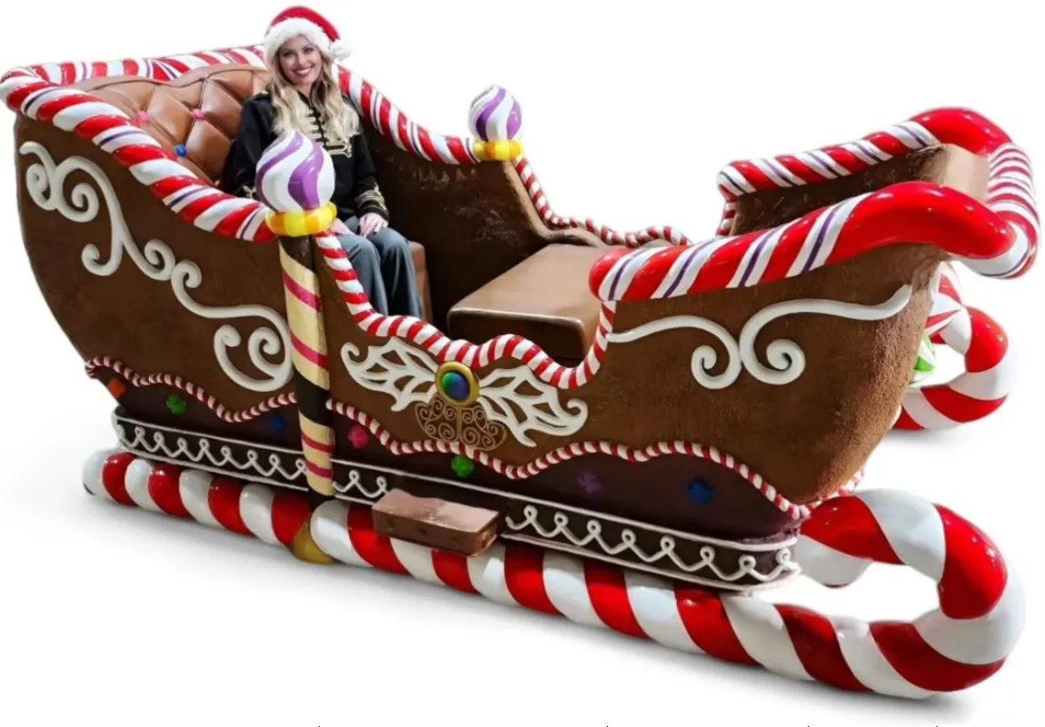 Wholesale Santa Sleigh Christmas Decoration Santa Sleigh Outdoor Decoration Sled Statue Fiberglass Material