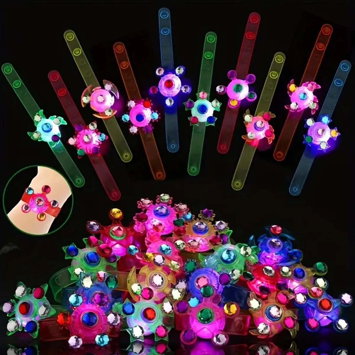 8pcs Luminous Rotating Gyro Bracelet Children Toy Light Kid Birthday Gift Guest Giveaways Christmas Halloween Gifts Carnival