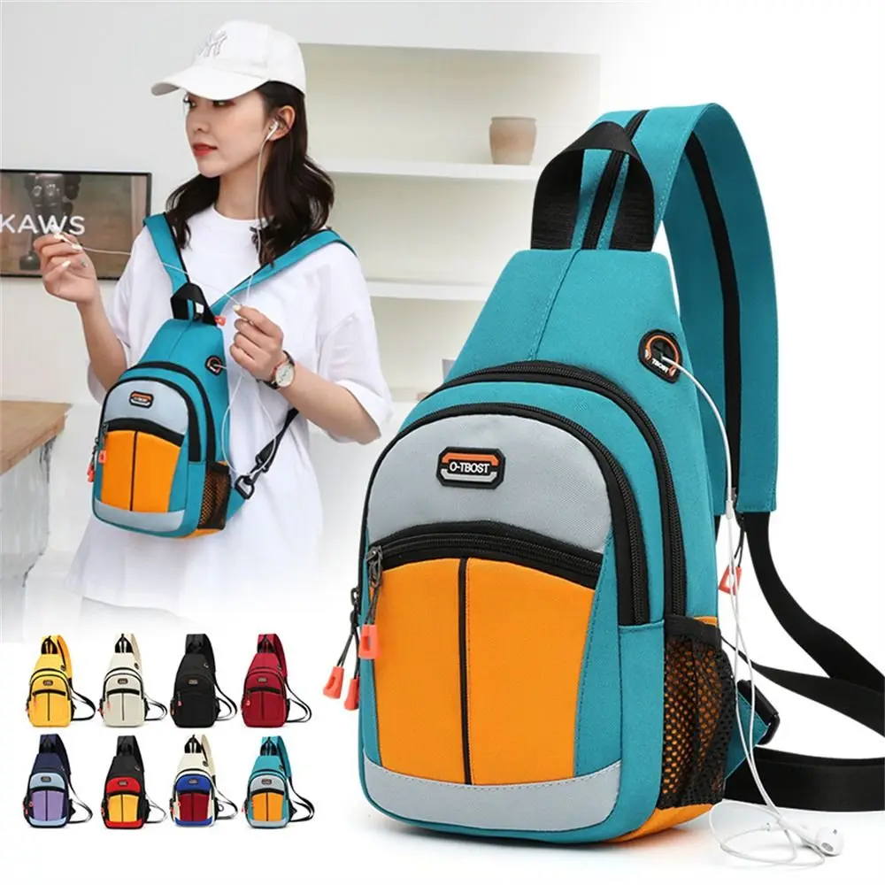 

with Earphone Hole Sling Chest Bag Messenger Bag Shoulder Bag Girl Crossbody Bag Oxford Fabric Multi-Functional Mini Backpack