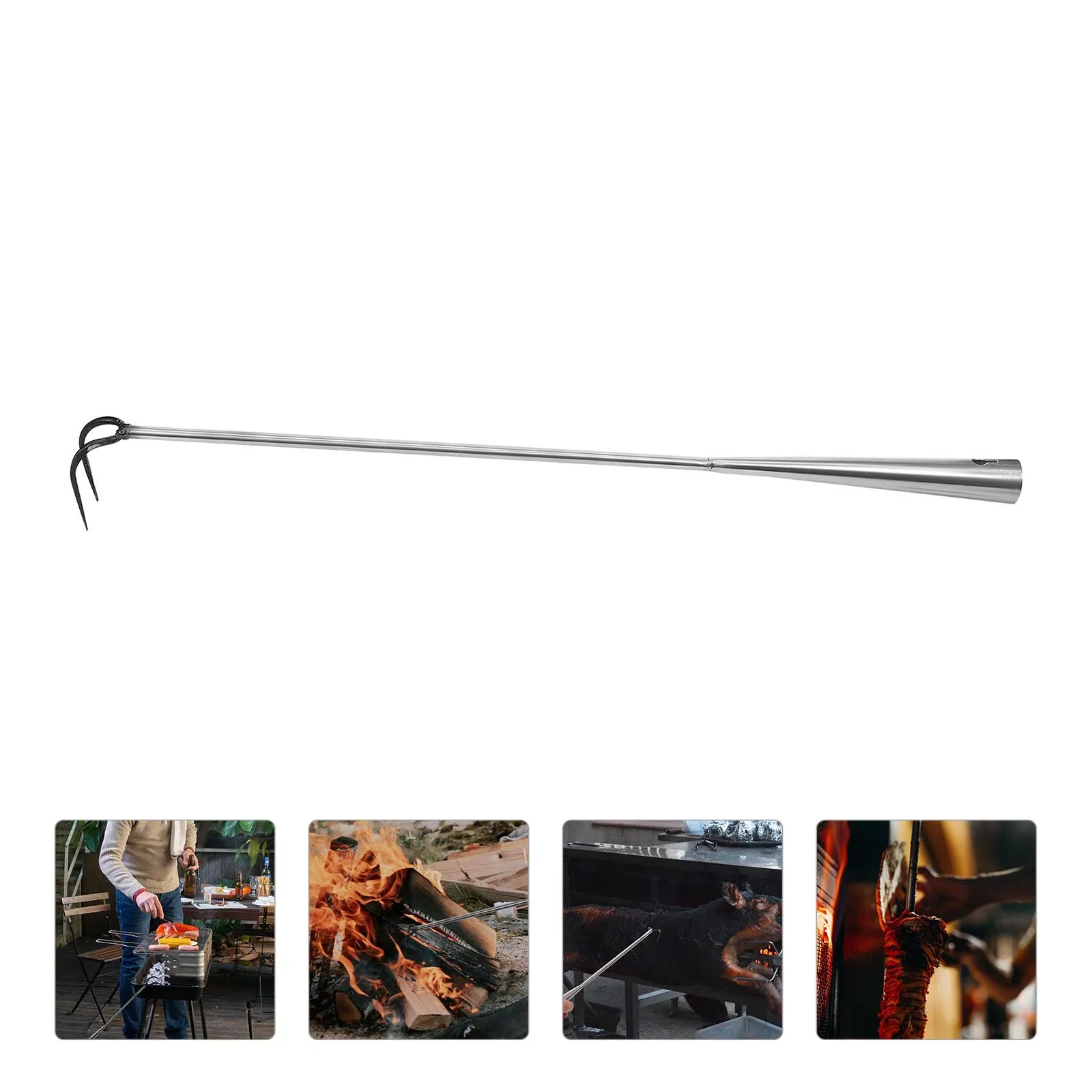 

Premium Stainless Steel Meat Hook Bbq Roasting Stick Kitchen Grill Hook Portable Bacon Ham Pork Processing Campfire Cookware