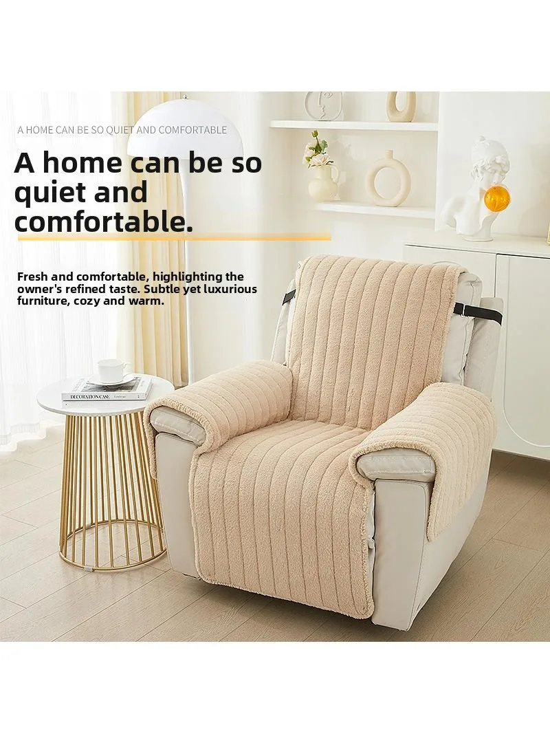 

Thickened Rabbit Fur Sofa Cushion Non-Slip Winter Warm Pure Color Nordic Style Living Room Furniture Cover Chair Cover