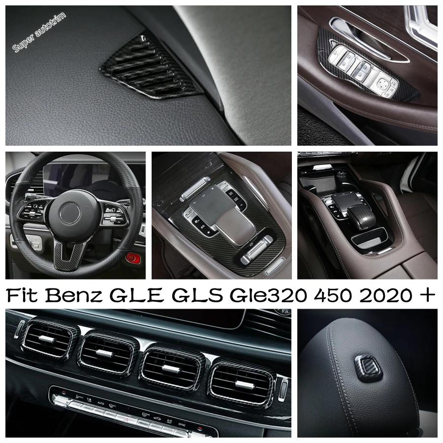 

ABS Accessories Fit For Mercedes-Benz GLE GLS Gle320 450 2020 2021 Head Rest Switch Button Sticker Cap Steering Wheel Cover Trim