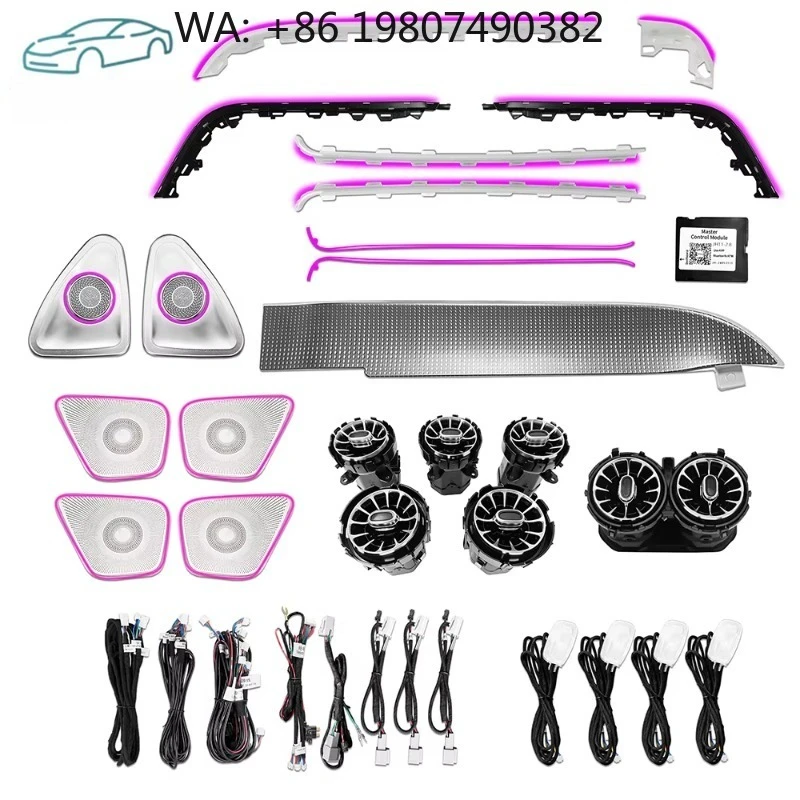 W247 GLB Colorful Symphony LED Lamp, 64 Color Dynamic Interior Ambient Light Fit 2020-2025 Compact SUV Air Vent Decor Kits
