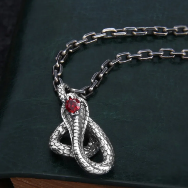 S925 Sterling Silver Pendants for Men Women New Men's Fashion Divine Snake Viper Cobra Pure Argentum Amulet Jewelry