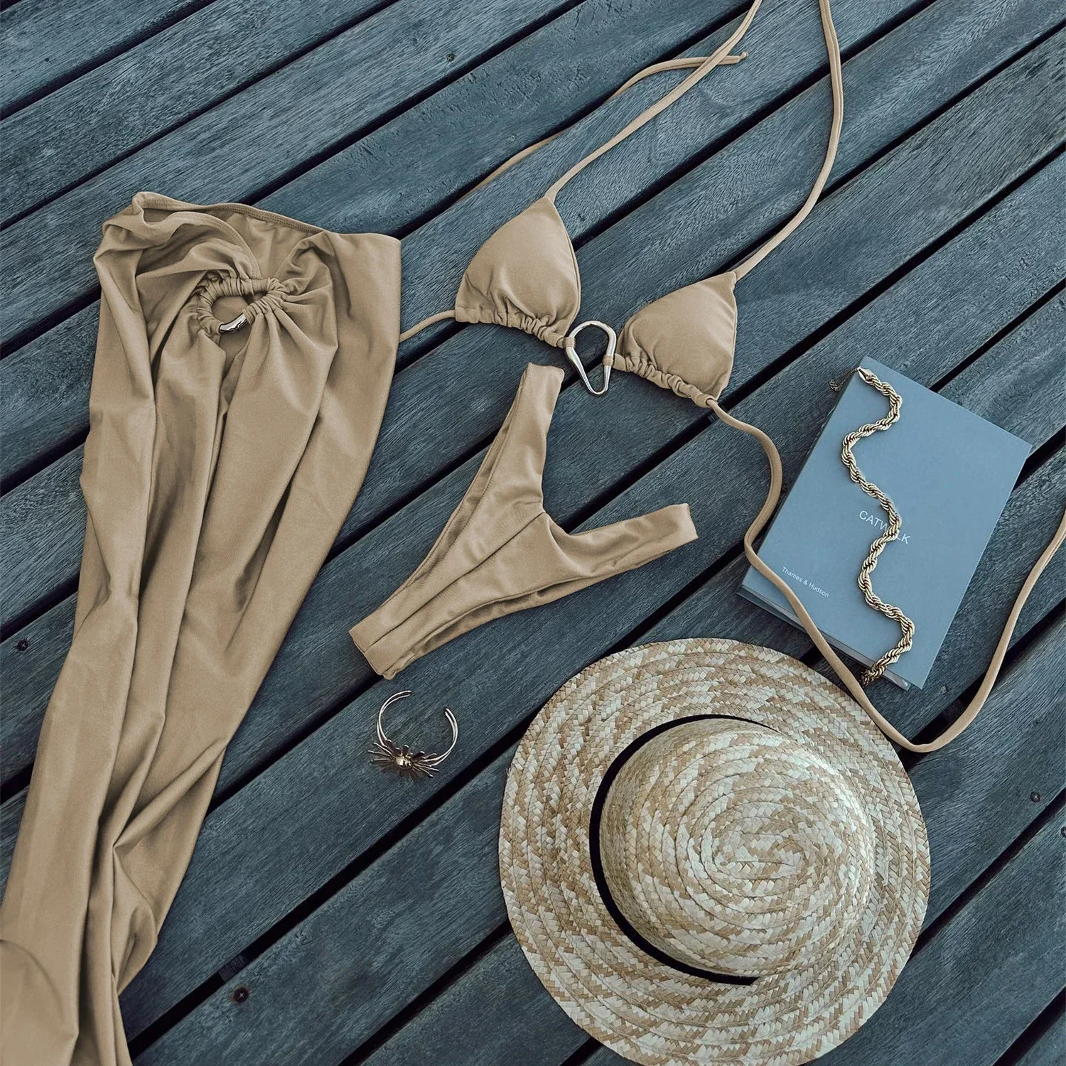 3 Pieces Micro Bikini Set Bikini 2025 Sexy Women Swimsuit Long Skirt Female Swimwear Brazil Bathing Suit Beachwear Cover Ups