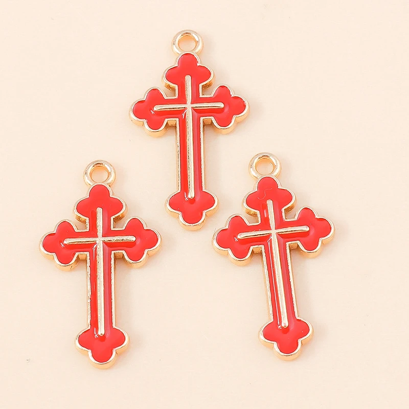 Leslie 10 Stück religiöse Kreuz-Charms-Anhänger für Halskette, Ohrringe, Gold, Silber, vergoldet, Charms, DIY-Schmuckherstellung – Detail 23