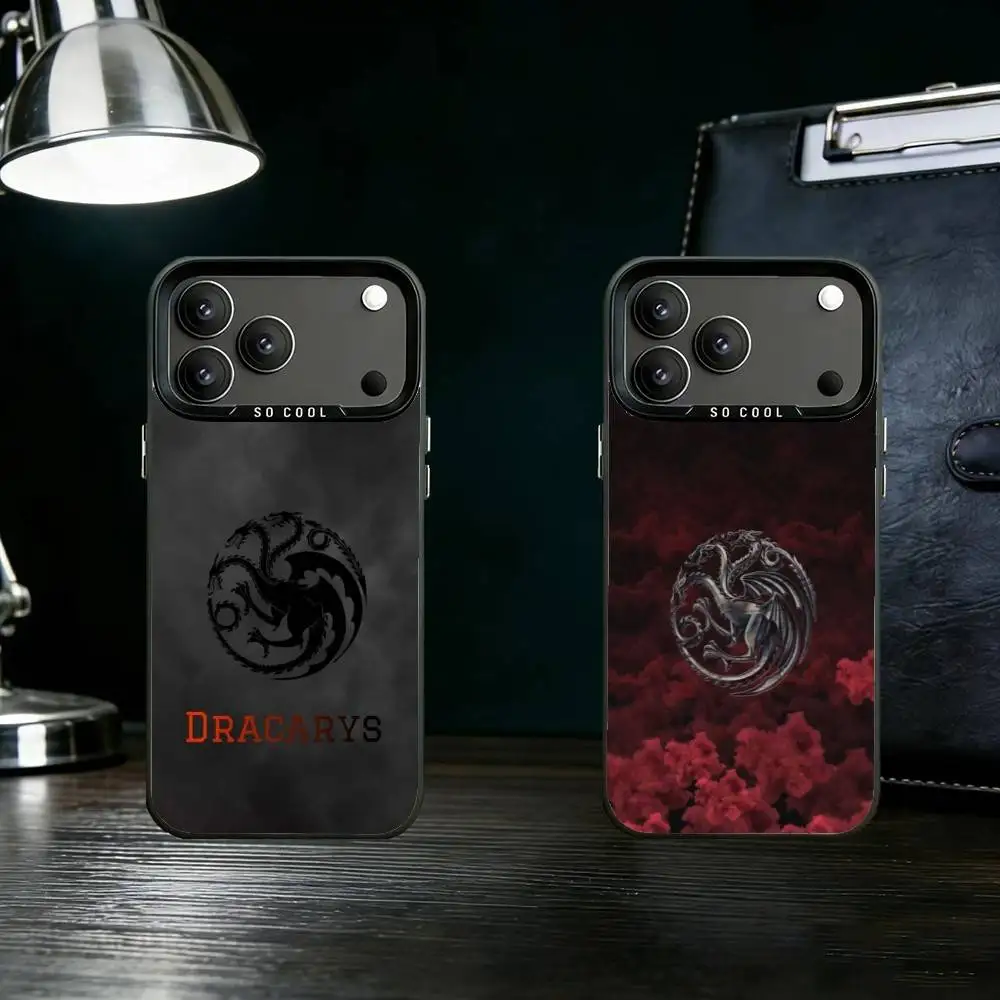 Чехол для телефона T-Targaryan Dracary с логотипом для iPhone 17 16 15 14 13 12 11 Pro Max Plus, серебристый матовый черный