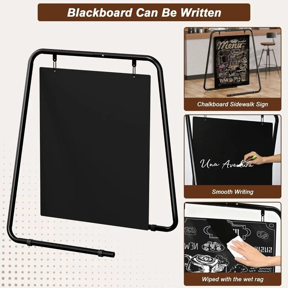 Two-Sided Swing Chalkboard & Poster Sign for Outdoor Use: Ideal for Restaurants, Cafes, and Events