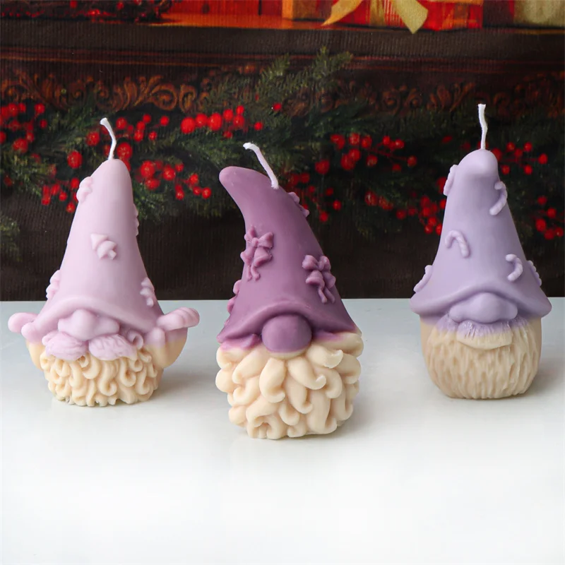 Santa Claus Silicone Candle Mold Hat Wearing Bearded Faceless Dwarf Shapes Reusable Molds Candles Gypsum Epoxy Resin Home Decor