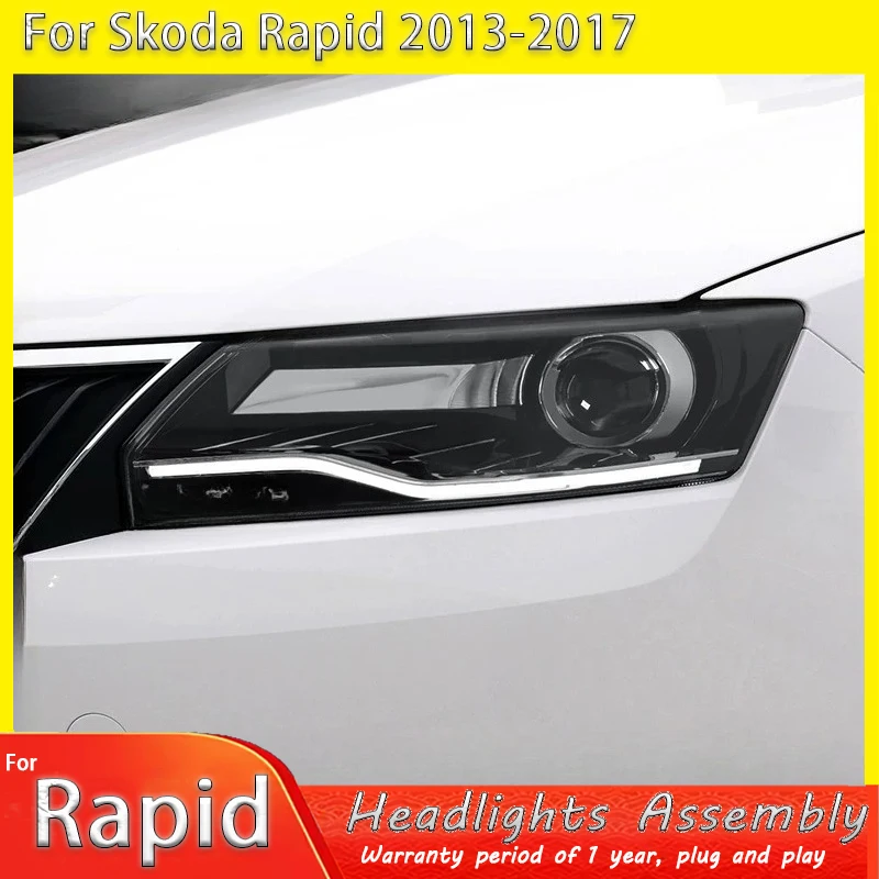 

Светодиодные фары для Skoda Rapid 2013-2017, комплект передних фар с последовательными указателями поворота, аксессуары для автомобилей.