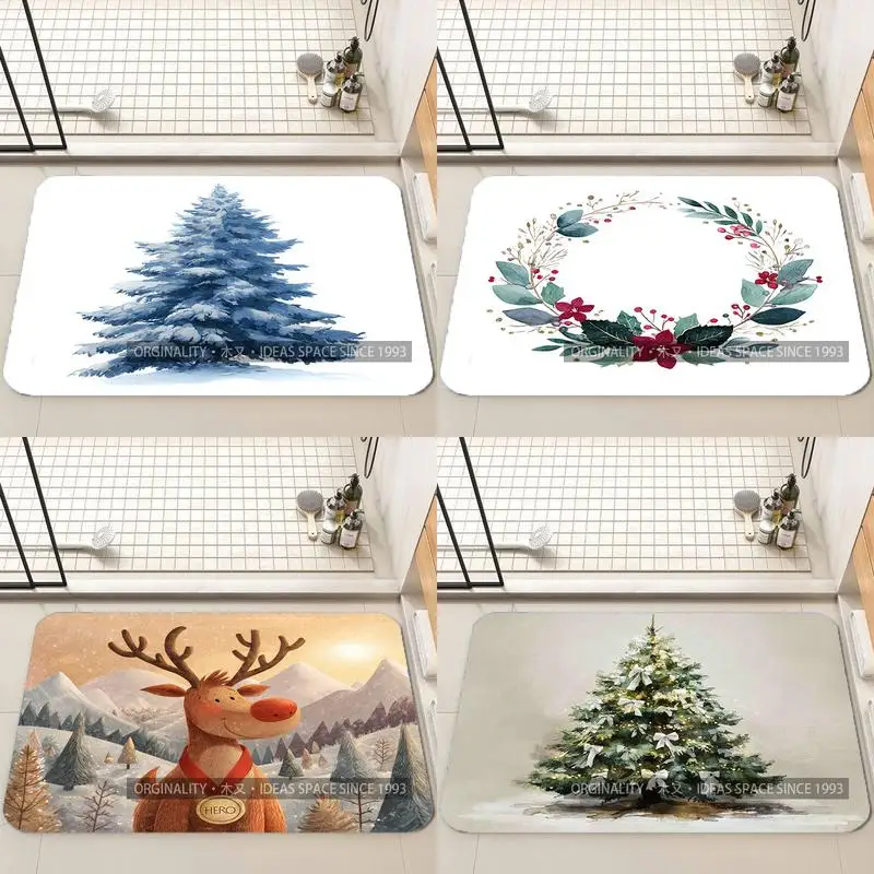 

Милый коврик с рисунком Санта-Клауса, украшение для гостиной, домашний диван, нескользящий ковер, кабинет, спальня, татами, детский мягкий напольный коврик