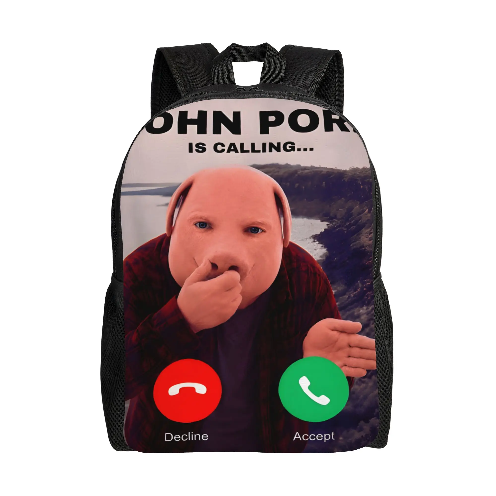 John Pork is Calling Backpack  Novelty Backpacks Women Men Cycling Durable High School Bags Custom Rucksack