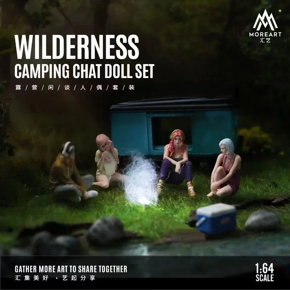 

MoreArt 1:64 Camping Figure Set Pack W/4 Doll Resin Disply Gifts Collection