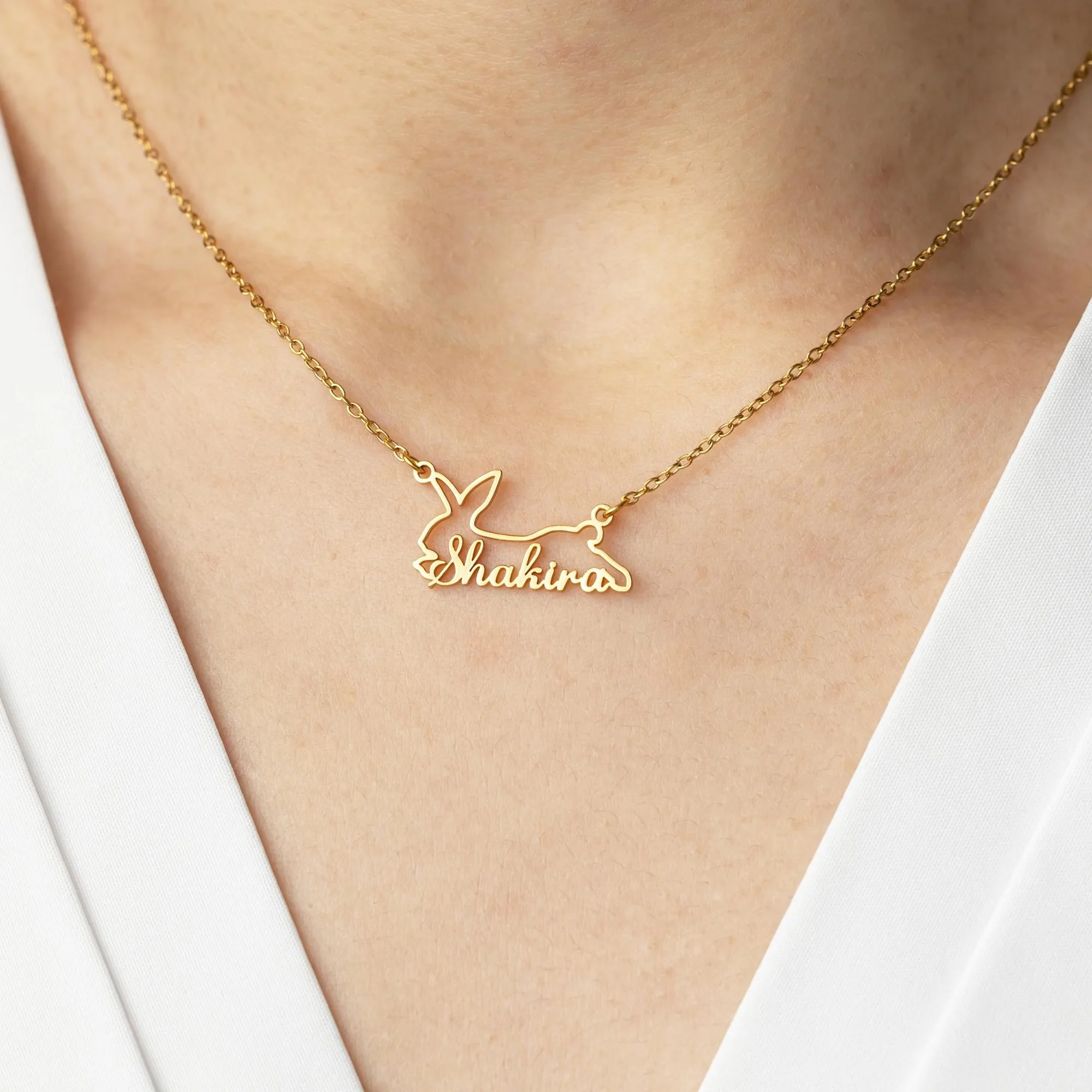 

Custom Name Rabbit Necklaces For Women Men Stainless Steel Customized Necklace Pendant Personalized Neck Chain Jewelry Gift