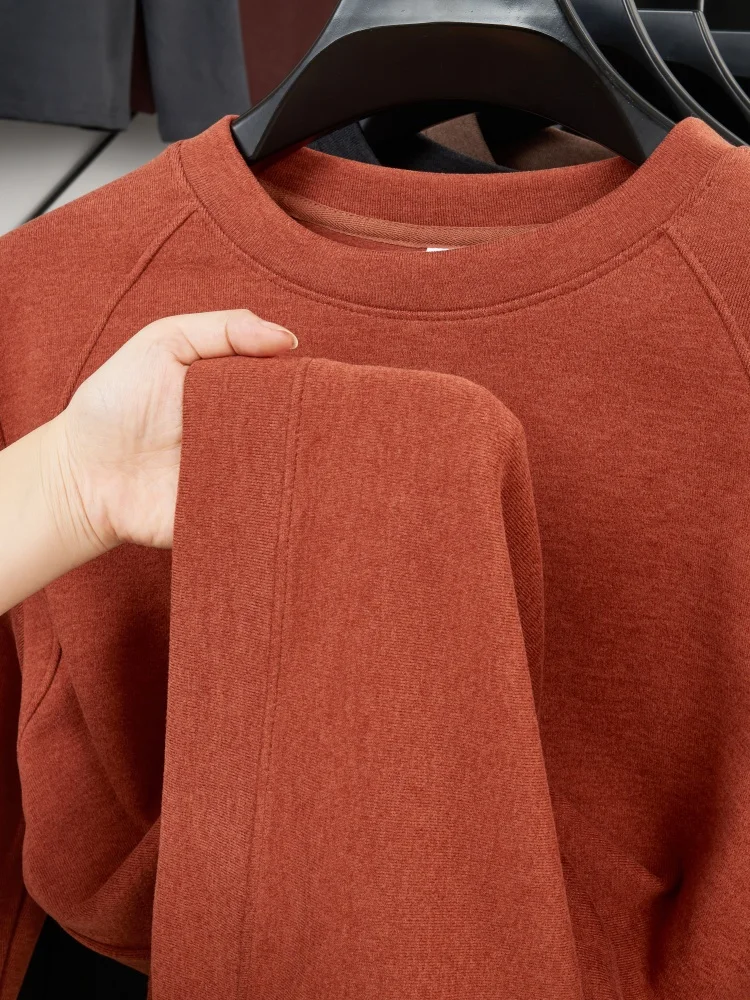 Winterm Man Thermal Underwear Tops Round Neck Collar Fleece Basic Pullover Autumn Crewneck Fashion Top Casual Thermal Shirt Man