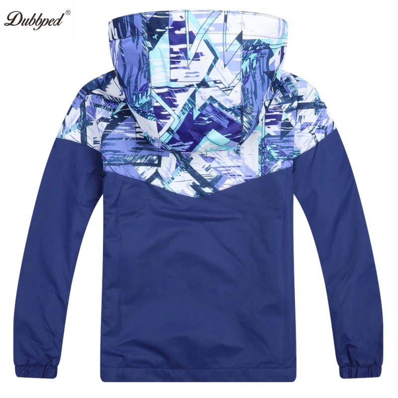 Dubbped Boys Waterproof Jacket Raincoat Rain Windbreaker Hooded Fleece Lining Casual Kids Clothes
