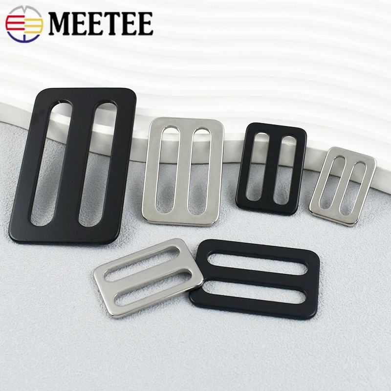 

5/10Pcs Meetee 15-38mm Stainless Steel Ring Buckle Tri-Glide Buckles Backpack Tape Adjust Hook Clasp DIY Hardware Accessories