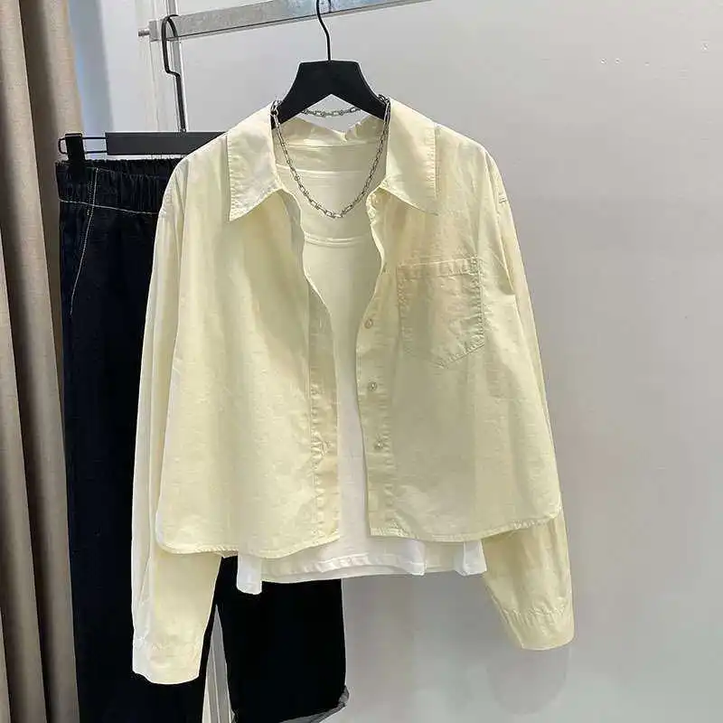 

Корейский Sle, повседневный, художественный, из чистого хлопка, женский, весенне-осенний, модный, уменьшающий возраст, длинный све, топ или длина...