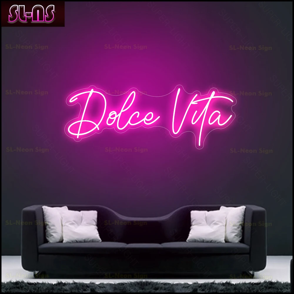 

Custom Light Signs 75x28cm Dolce Vita Neon Signs Birthday Party Wall Decoration LED Personalize Flex Name Sign for Home Decor