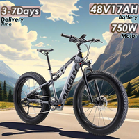 GS9PLUS E-Bike 750W Motor 48V17AH Battery Hydraulic Disc Brake Electric Bicycle 26-Inch Fat Tires All Terrain Electric Bike