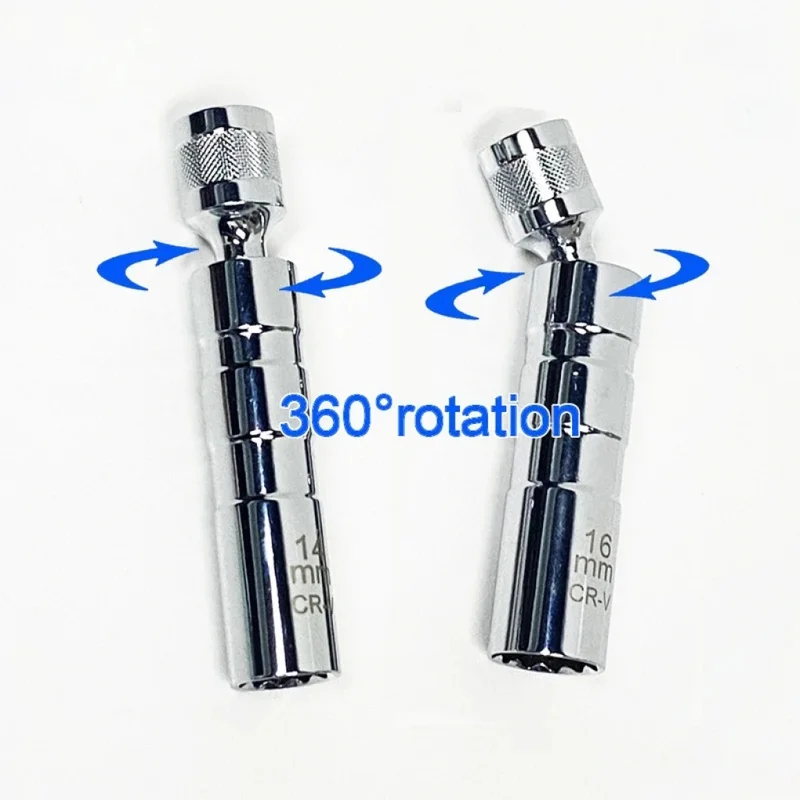 Universal Thin-walled Magnetic Spark Plug Socket 14/16mm, Joint Auto Spark Plug Removal Tool for Vehicle Maintenance